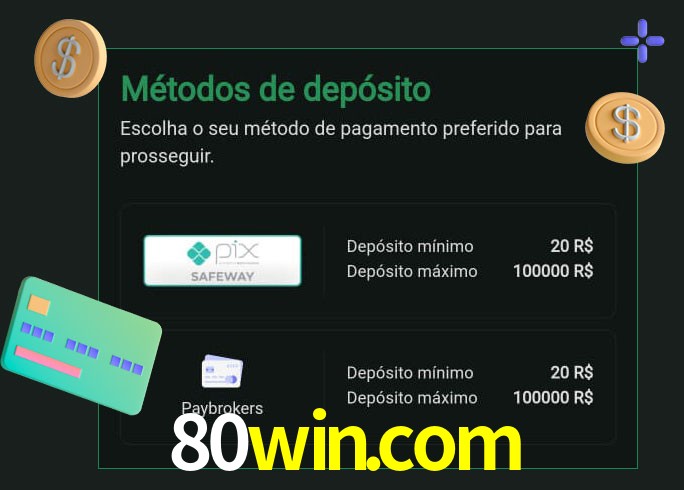 O cassino 80win.com oferece uma grande variedade de métodos de pagamento